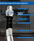 Close-up of 48 Inch Gas Hose Kit With Quick Disconnects And Three Quarter Inch Fittings in commercial kitchen