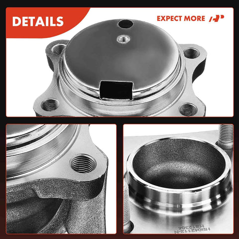 Set Of Two Rear Wheel Bearing And Hub Assemblies For Nissan Sentra 2007 To 2012 L4 2.0L FWD With Four Lug ABS close-up details