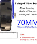 Four Pack Super Heavy Duty Swivel Caster Wheels With Brake Solid Rubber Tires on robust blue brackets, 70mm thickened wheel design.