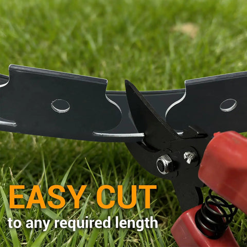 Durable 60 Foot Landscape Edging Kit With 60 Stakes 2 Inch Tall Border For Lawn And Flower Beds Quick No Dig Install Easy Setup Plastic Edging For Landscaping Paver Edge Black being cut with garden shears
