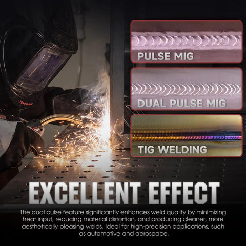 Welder using Six In One MIG Welder With Dual Pulse Tech And LCD Screen 120V To 240V Versatile Welding Machine for precise welding