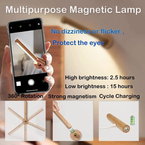 360 Degree Rotatable Wooden LED Wall Light With Magnetic Detachable Mount, USB Rechargeable Night Light in use