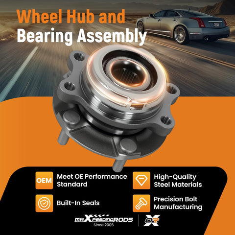 Front Wheel Hub And Bearing Assembly Kit Fits Nissan Maxima 2009 2019 Quest 2011 2017 Murano 2009 2019 Pathfinder 2013 2019 Altima 2007 2012 And 2013 2018 Infiniti JX35 2013 QX60 2014 2019 5 Lug 2 Pack Heavy Duty Replacement For Smooth Ride product image