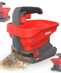 Battery Powered Fertilizer Spreader For Salt Deicer And Lawn Care, Rechargeable Seed Spreader 7.2V, shown with seed distribution