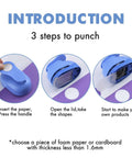 Three Eighths Inch Circle Paper Punch For Quick No Fuss Circle Cuts with illustration of 3-step usage process