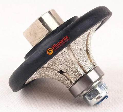 3/4 Inch Demi Bullnose Roundover Diamond Hand Profiler Router Bit for granite marble countertop edge, side angle view