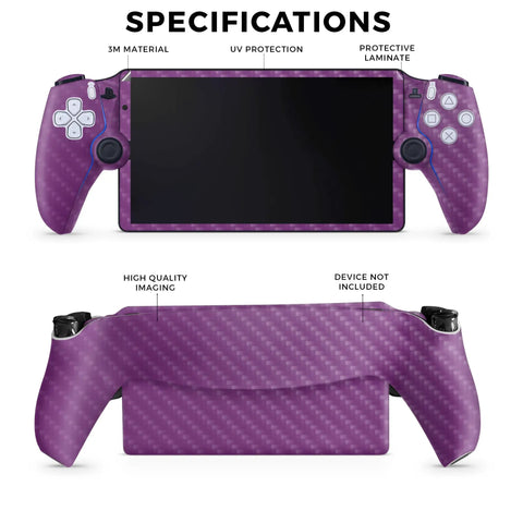 Dope Carbon Fiber Skin For PS5 Portal Remote Player Solid Purple Vinyl Wrap, Premium 3M Protective Decal Cover shown