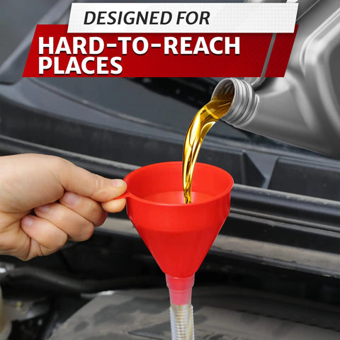 Long 23 Inch Wide 3 Inch Funnel With Flexible Hose For Transmission Fluid And Engine Oil Reaches Deep Dipstick Tubes