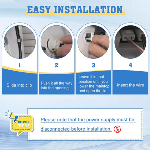 Washer Lid Lock Switch Replacement For Amana, Whirlpool, Kenmore, Maytag, Crosley Machines 110 200 500 Series Easy Install OEM Fit W10838613 W11253733 PS12704713 AP6832601 installation steps