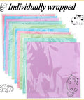 Microfiber cleaning cloths set, 20 pieces, pastel colors with cute cat design, 6 x 6 inches, individually wrapped.