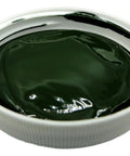 Olive drab epoxy pigment in a white jar, 1 oz for epoxy resin (close-up view)