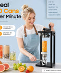 Heavy Duty Manual Cup Sealer For Soda And Tin Cups sealing a drink with fresh fruit, ideal for quick packaging and no spill.