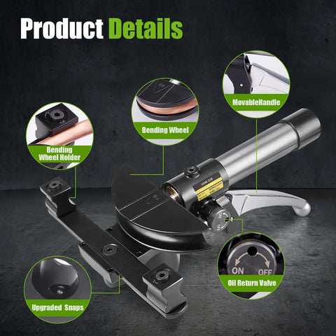 Close-up of Super Stars Hydraulic Tubing Pipe Bender Kit 1/4 Inch To 7/8 Inches with bending wheel and handle.