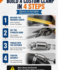 Buy Custom Cut Stainless Steel Hose Clamp By The Foot Roll For Pipe And Radiator Hosing With Heavy Duty Worm Gear Screw Lock For Any DIY Fix Or Pro Job On Ducts And Tubes, clamp install steps