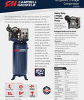 Heavy Duty Sixty Gallon Two Stage Air Compressor features a cast iron pump and oil lube setup for smooth operation in garages.