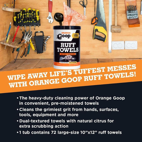 Orange Heavy Duty Ruff Towels With Scrubbing Power 10 By 12 Inches Dual Textured Multi Purpose Cleaning Wipes 72 Count in workshop