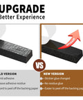 Comparison image showing Rock Solid Open Cell Foam Tape Self Adhesive. Old version vs. new version for better sound insulation.
