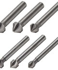Aracombie 6-pack of HSS 3-flute 90-degree countersink drill bits, metric, for metal, wood, aluminum.