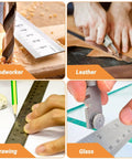 Workhorse Stainless Steel Ruler with non-slip cork back used in woodworking, leatherworking, drawing, and glass cutting.