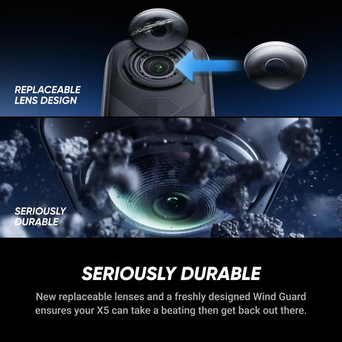 Replaceable lens design of 8K 360 Degree Action Camera Bundle For Ride Ready Motorcycle Rides Waterproof With Dual Large Sensors