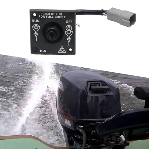 Boat Kill Switch Outboard Ignition Switch Replacement For Johnson BRP Evinrude Boat Motor with Keys and Lanyard shown on motor