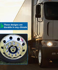 20 Pack Lug Nut Covers For Semi Trucks And Trailers 33mm And Three And A Half Inch Thread on wheel close-up
