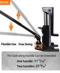 Dual-Function 2.5 Ton Toe Jack and 5 Ton Heavy-Duty Hydraulic Floor Jack with extendable handle, showing flexible use and free swing.
