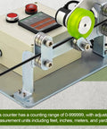 Hella Accurate Digital Wire Cable Length Meter With Easy Roll Counter Wheel For Fishing Line Braided Cords And Power Wires features a display and adjustable units.