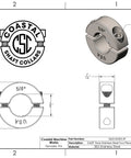 Straight Up Slick Two Piece Split Shaft Collars Made From Rock Solid 303 Stainless Steel Offering Badass Clamping Grip For Heavy Duty Shafts With A Precise 0.625 Inch Bore And Comes Dope With Matching Screws For Fast DIY Installations diagram showing dimensions and design.