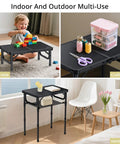 Foldable Camping Table With Storage Net Grab-And-Go Lightweight Aluminum Outdoor Table used as kids, craft, and vanity table