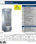 Top Shelf Commercial Freezer Upright Reach In With Tempered Glass Door And Built Tough Stainless Steel Exterior Nsf Certified 23 Cubic Foot Capacity 1 door with glass display.