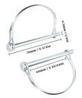 Pack Of 10 Trailer Pins And Locking Pins Set 2.75 Inch Length And 0.25 Inch Diameter, zinc-plated carbon steel, with measurements