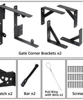 2 Sets Heavy Duty Anti Sag Gate Kit For Wooden Fence Gates With Triangular Corner Braces And Self Locking Gate Latch Rust Resistant Steel Construction