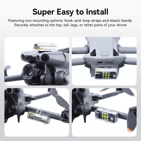 Go To Drone Strobe Light With FAA Night Flying Light And Anti Collision LED Flash mounted on drone with 9-LEDs