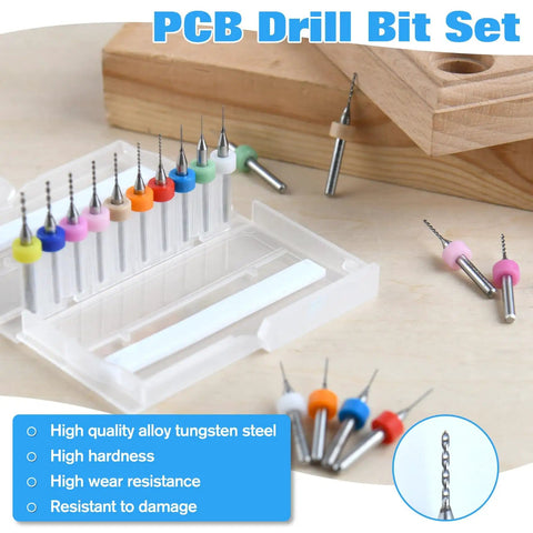 50Pcs PCB Drill Bits Set 0.3mm-1.2mm Carbide Micro Drill Bits For Circuit Boards Engraving CNC Jewelry Stone Craft DIY Projects