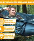 Man in Ultra Light Travel Hammock With Pop Up Net 660Lb Capacity Breathing Quick Dry Parachute Nylon in forest