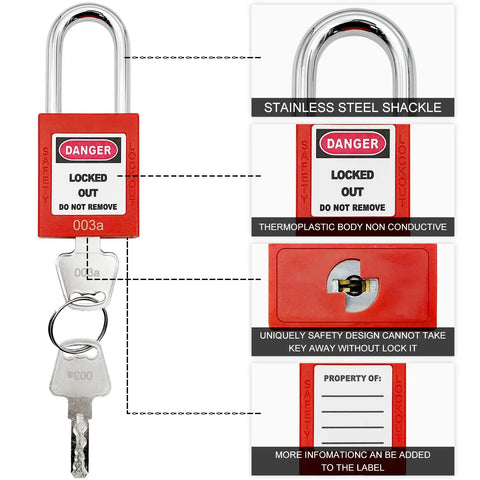 Red 30 Pack Lockout Tagout Locks Keyed Alike For Stations And Devices OSHA Safety Lockout Tagout Kit product with keys