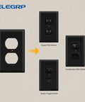 Beefy Polycarbonate Duplex Receptacle Outlet Covers 1 Gang Wall Plates, Unbreakable Dual Outlet Faceplates in glossy black
