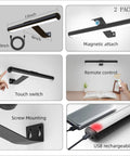 Rechargeable Picture Lights For Wall Art Set Of 2 With 5000mAh Battery showing magnetic attach, touch switch, and USB rechargeable options