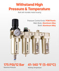 All-In-One Air Compressor Filter Regulator With Four-Stage Filtration and Desiccant Dryer, durable metal housing