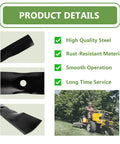 High quality rust-resistant Replacement John Deere UC22008 Lawn Mower Blades 42 Inch Deck for X330 and Z Trak mowers with close-ups and installed view.