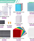 GO2CRAFT All-in-One Accessories Bundle: 90pcs craft kit with vinyl, weeding tools, transfer tape, mats, stickers