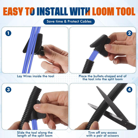 1 Inch Split Wire Loom Tubing Kit 60 Feet Total 2 Rolls Of 30 Ft Each Flexible Electrical Conduit Insertion Guide