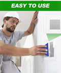 Man applying patch from EZ Drywall Patch Kit With Waterproof Spackle And Heavy Duty Wall Mender For Quick Home Fixes.