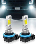 H11 H8 LED Fog Light Bulbs 10000 Lumens 6000K White Ultra Bright Plug And Play One To One Mini Size in front of truck lights