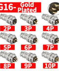 Gold Plated GX16 Aviation Circular Connector Set 2 to 10 Pin for Industrial Wiring