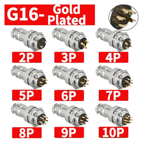 Gold Plated GX16 Aviation Circular Connector Kit 2 To 10 Pin Options With Secure Locking For Quick Hookups Available In 5 20 Or 100 Sets Male And Female Sockets For Electric Wiring Hobby And Industrial Projects