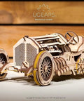 Dope Mechanical Grand Prix Car Wooden 3D Puzzle 348 Parts Build 13.8 Inch Model With Realistic V8 Engine Moving Fan 16 Valves Three Transmission Modes Rubberized Wheels Spring Front Fork Vintage Racer Look, wooden model car