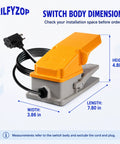 Foot Pedal Switch With Aluminum Housing and Protective Guard, 15A SPDT Momentary NO NC, 5 Ft Cord, 3 Prong Piggyback Plug, Great for Router, Drill Press, and Workshop Vacuum, Hands Free Power On Off Control; dimensions 7.80 x 3.86 x 4.80 in