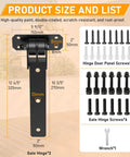 Product size chart of 900 Lb Capacity Gate Hinge With Built In Ball Bearings, matte black finish, includes screws and wrench